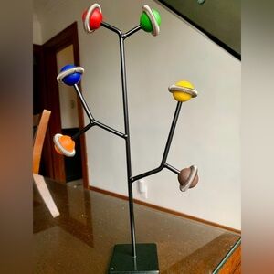 M1980s Decor / Wood & Metal Stand/Sculpture